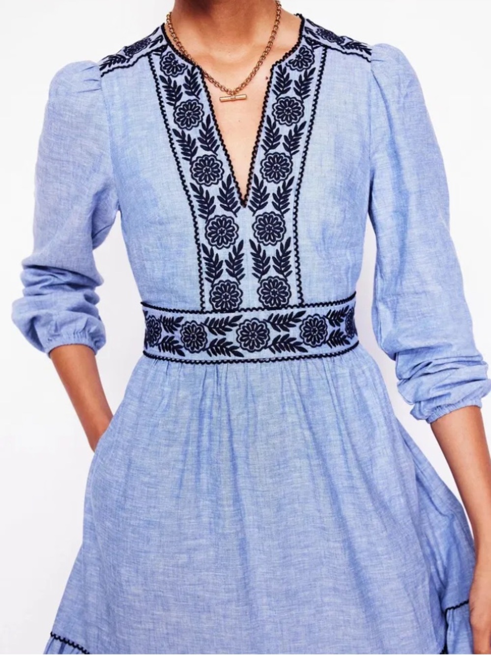 Boden Violet Linen Rich Midi Dress Size 6 - Picture 5 of 14